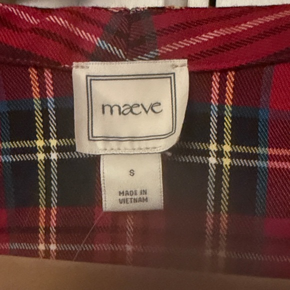 Maeve Red Plaid Zip-Front Peplum Top - Picture 2 of 3
